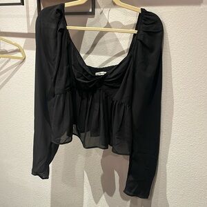 Abercrombie & Fitch black long sleeve sheer crop top. Size M.